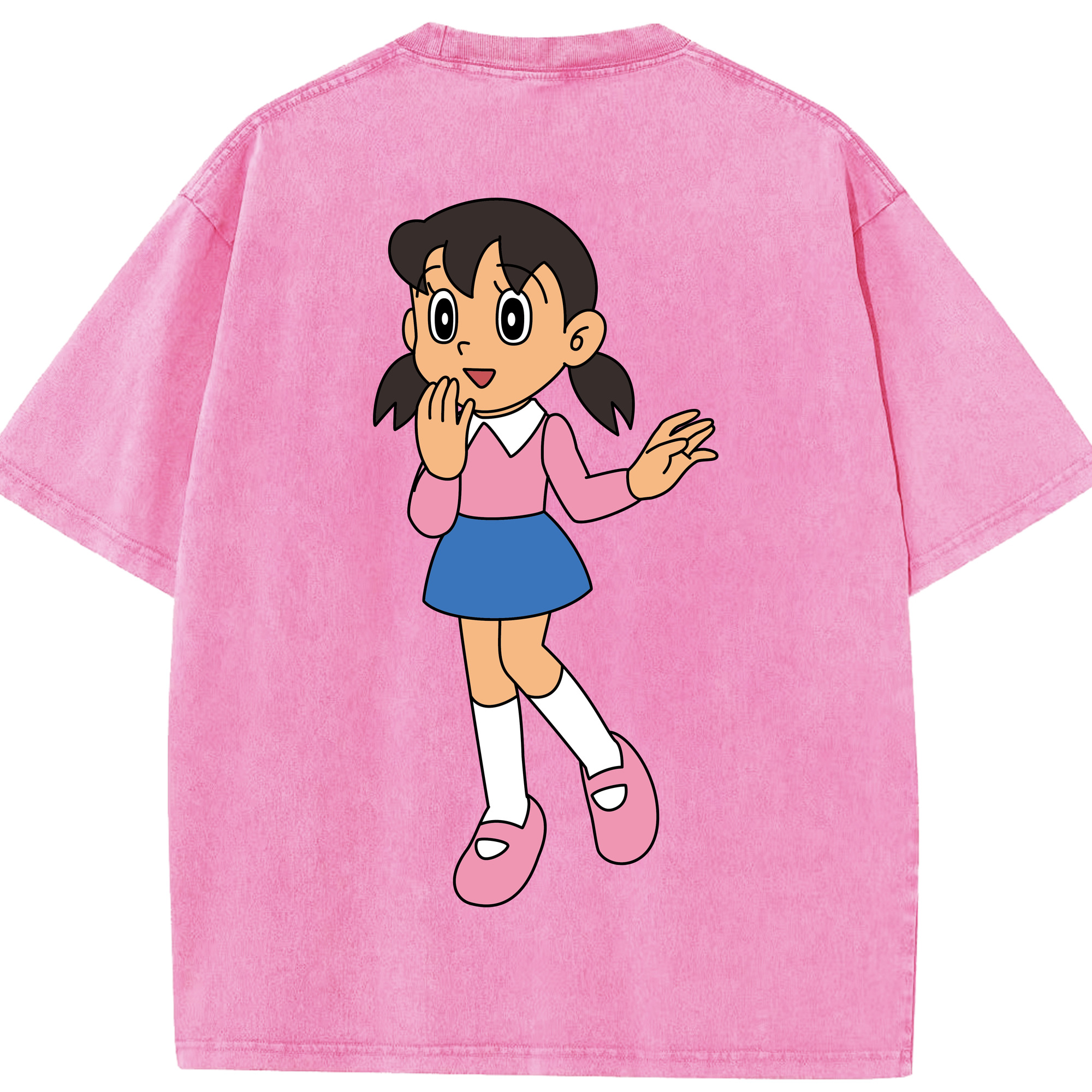 （画像用） ドラえもん みなもと しずか Doraemon Shizuka Minamoto 綿100% ヴィンテージ風 半袖Tシャツ（背面プリント）